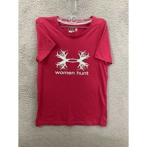 Under Armour Shirt Womens Small Pink Semi Fitted‎ Hunting Short Sleeve Crew Neck